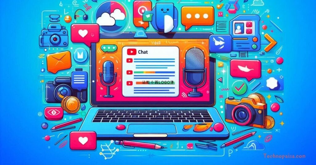 ChatGPT से यूट्यूब स्क्रिप्ट लिखते हुए लैपटॉप स्क्रीन का डिजिटल इलस्ट्रेशन